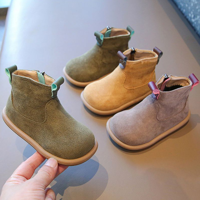 Autumn Winter Baby Boys Girls Boots Oxford Suede Children Casual Shoes Kidszworld Outdoor Anti-slip Toddler Shoes Plush Kids Ankle Boots Sizes 21 -