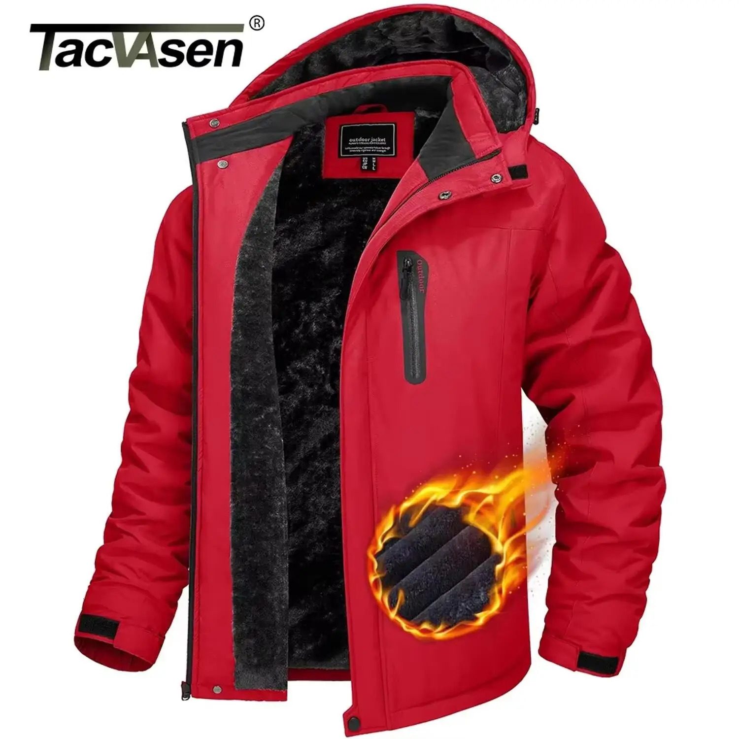 TACVASEN Winter Thicken Fleece Jacket Mens Waterproof Hiking Skiing Jackets Outdoor Mountain Trekking Windbreaker Parka Male250813