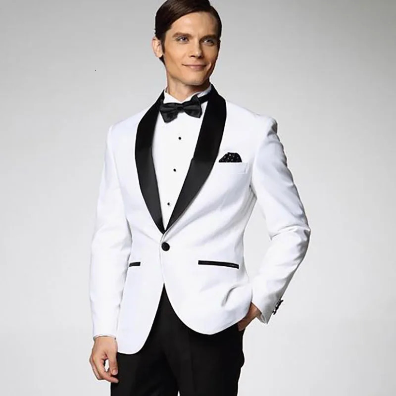 Casual Mens Suits White Jacket 1 Piece One Button Slim Fit Shawl Lapel Coat Elegant Formal Wedding Groomsmen Blazer Outfits 250811