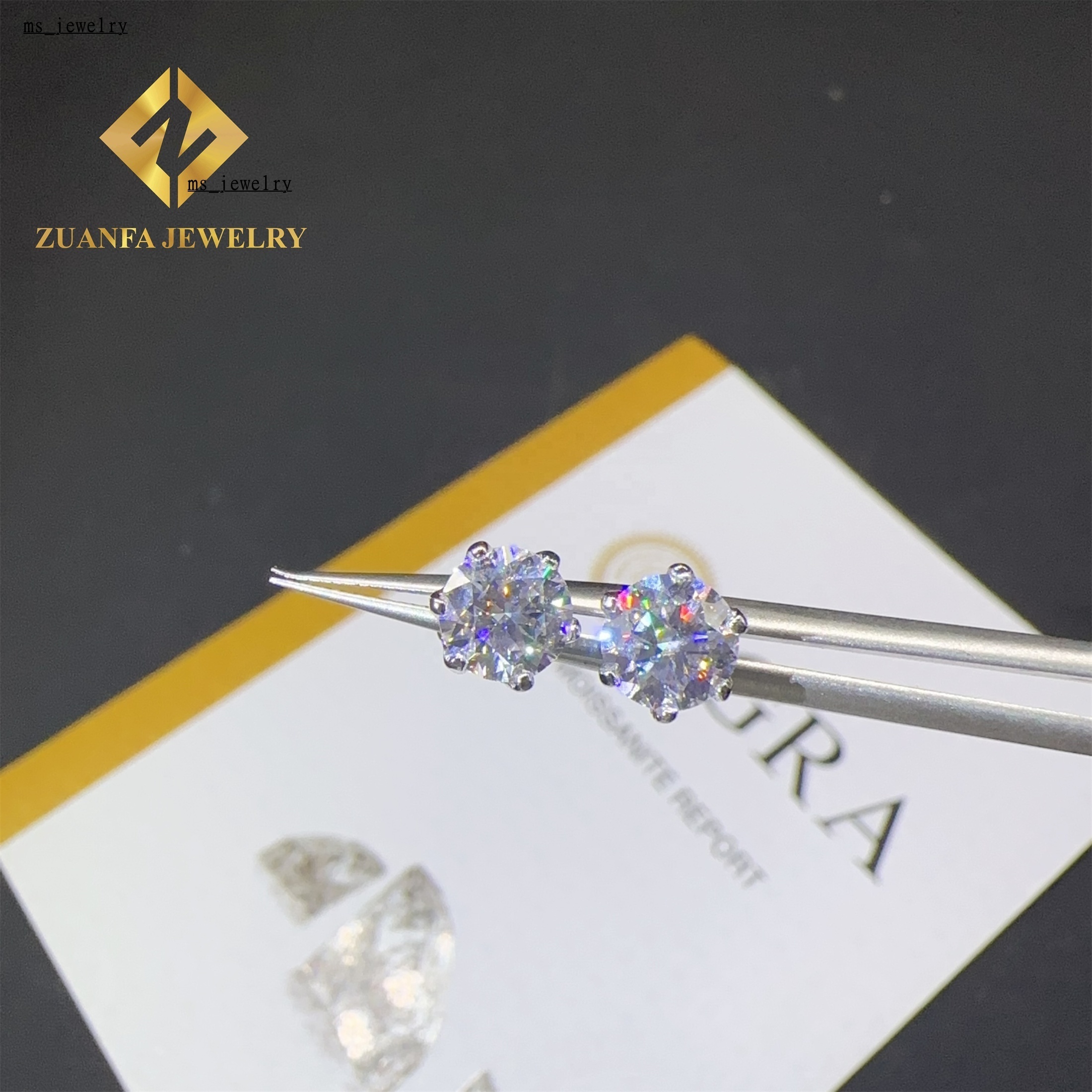 Bulk in Stock GRA Certificates Screw Back Iced Out Earring Man 6.5mm Brilliant Cut VVS Moissanite Diamond Hip Hop Earring
