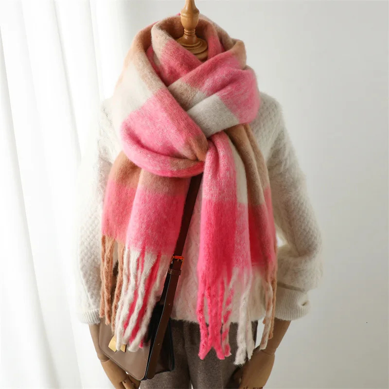 Écharpes d'hiver d'hiver d'automne 240 * 38 cm hommes épaissants écharpe chaude plaid-en-ciel plaid tassel châle en cachemire enveloppe 250814