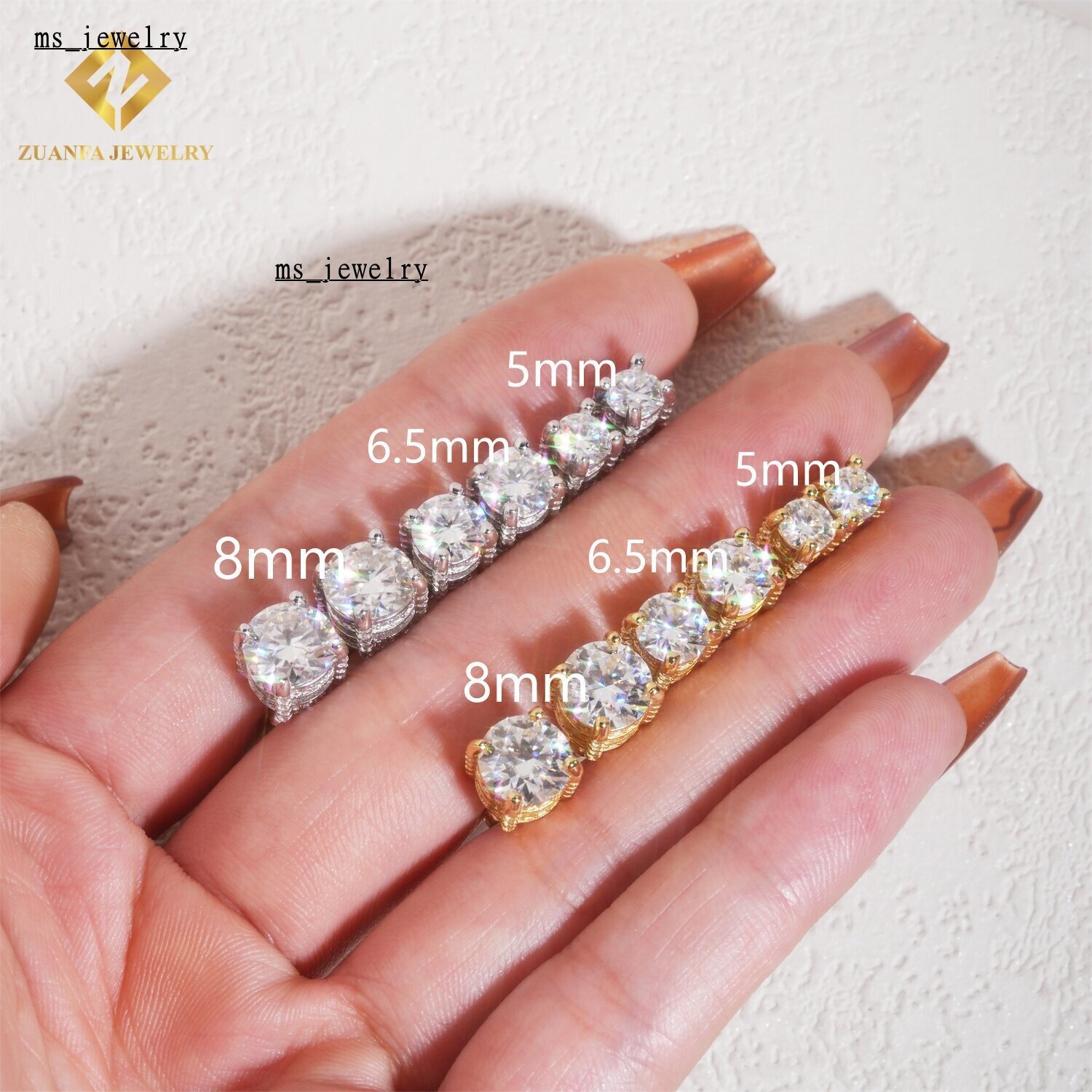 5mm 6.5mm 8mm Moissanite Diamond Iced Out Ear Stud 925 Silver Hip Hop Fine Jewelry Round Screw Back Men Women Stud Earrings
