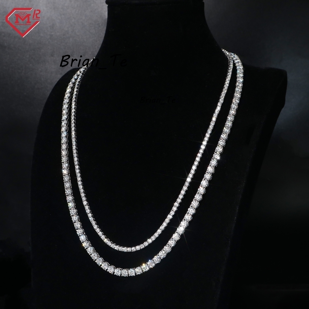 Fine Jewelry Tennis Chain Necklace 6MM White Gold Silver 925 Vvs Iced Out Moissanite Tennis Chain