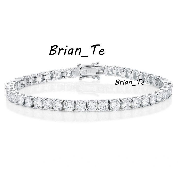 Popular 4mm Tennis Bracelet Women Men Hiphop 925 Sterling Silver Round Brilliant Cut VVS Moissanite Tennis Chain