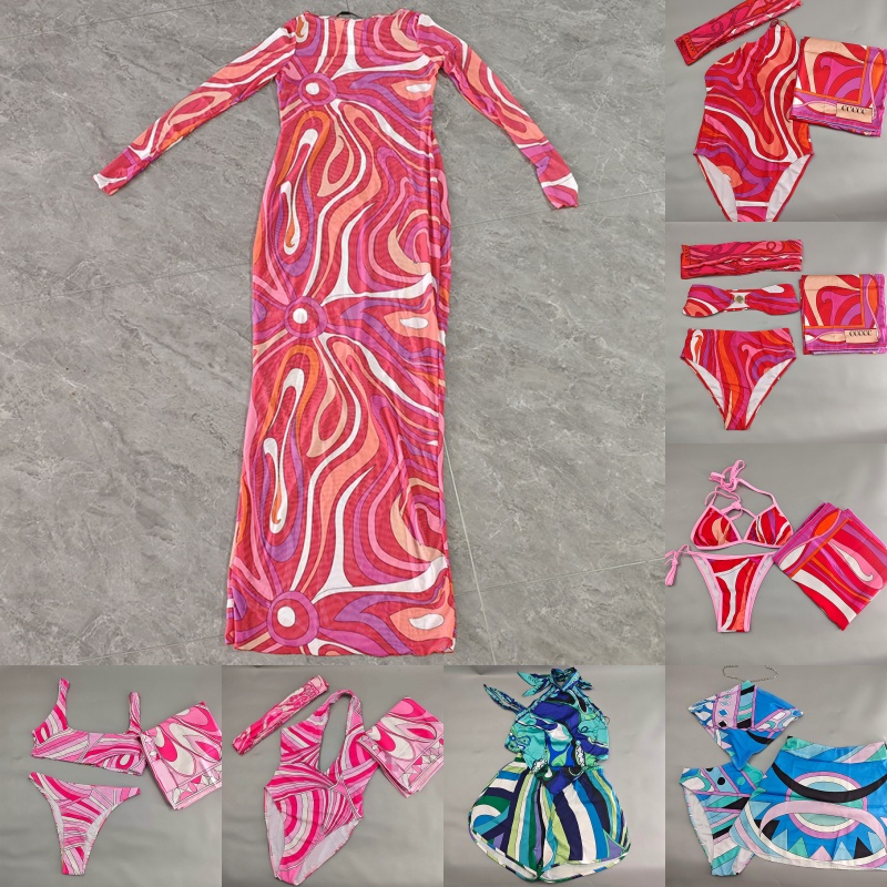 Couleur bloqué bikinis Swimwear Women Designer Sexy licou maillots de bain avec écharpe bandeau de plage Couverture de vacances Robe Robe Birthda