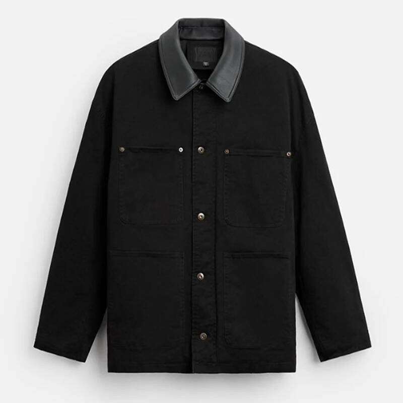 Veste en coton de cargaison lavée pour hommes Colliers contrastés Couleurs lâches