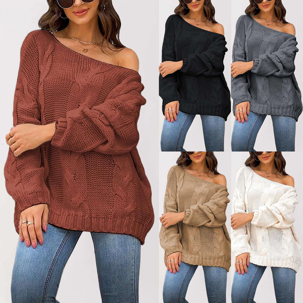 Autumn And Winter New Large Size Loose Knitted Women's Round Neck Fashion Pullover Sweater B5