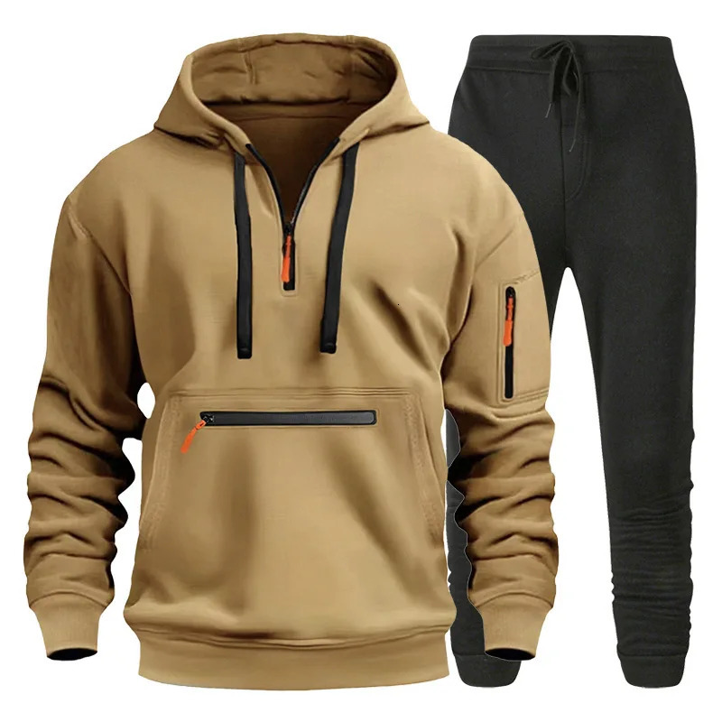 Mens pullover hooded sweatshirt sweatpants twopiece set for autumn and winter fashionable fitness jogging casual wear 250818
