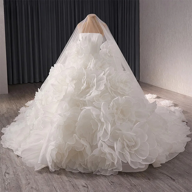 Robe nuptiale élégante Robe de mariée Rougne de mariée Populaire Robe de balle Long Bride Robe Vestido de Novia