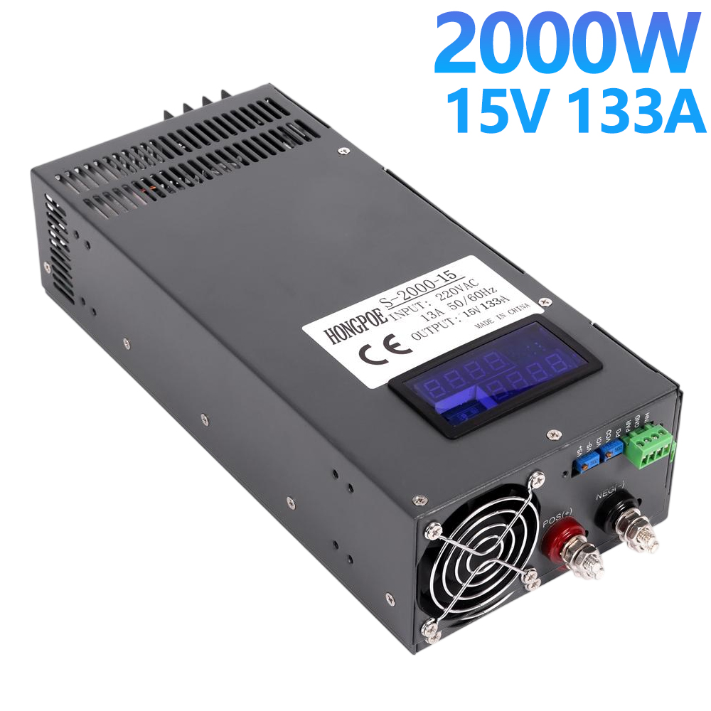 15V 133A power supply 0-15V adjustable AC-DC power transformer, 15V DC power converter, suitable for LED light strips, monitors 110VAC 220VAC inp-image-1109162829