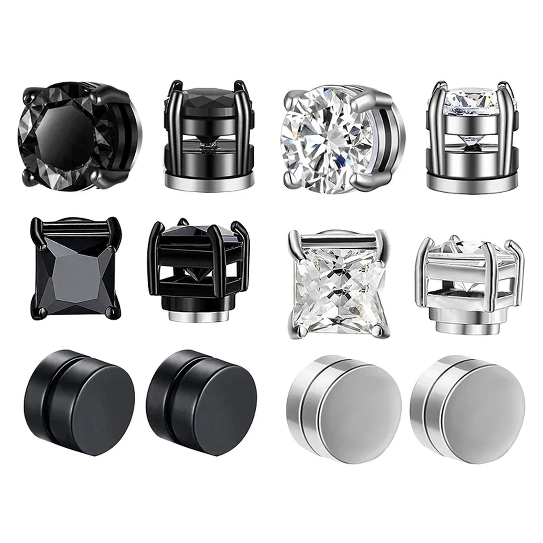 earrings designer for women hip hop jewelry luxury earrings stud earrings 3 pairs crystal strong magnetic black ear clip for men women stainless ste