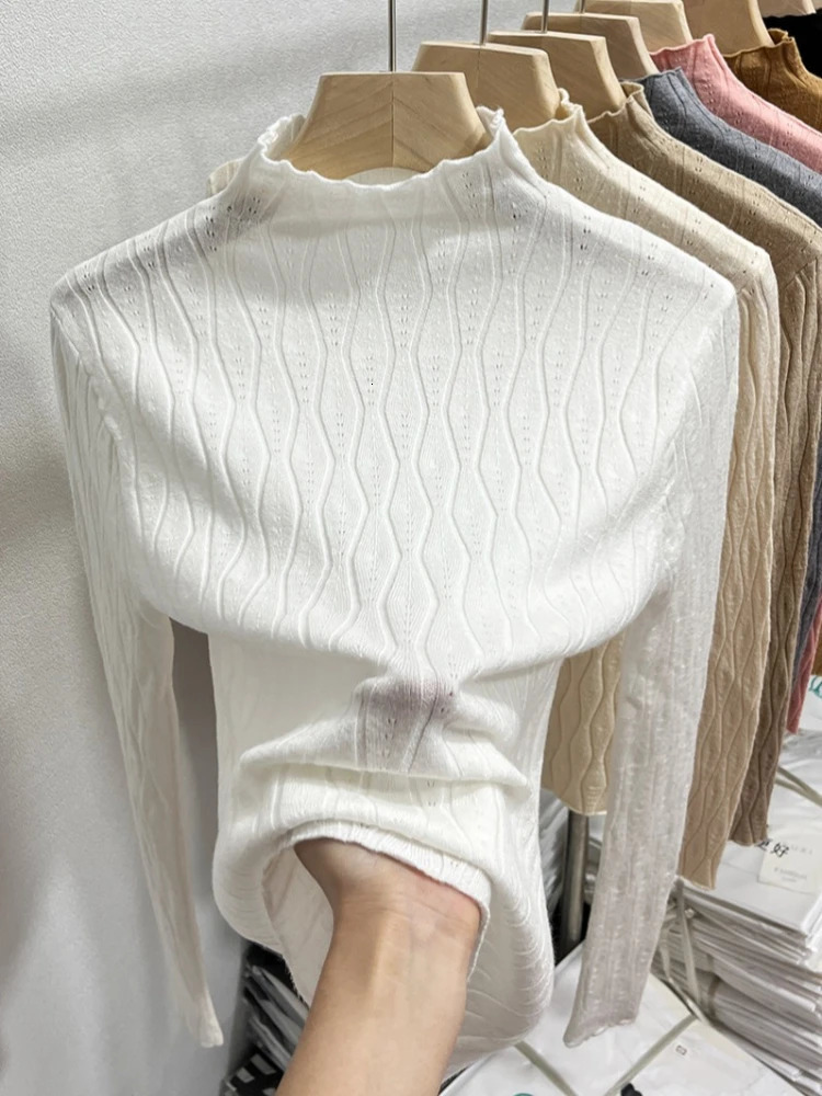 Zjaiss automne d'hiver pull-en-col roulé à col roulé à col roulé taillés minces swits tricot pull doux pull femelle 250818