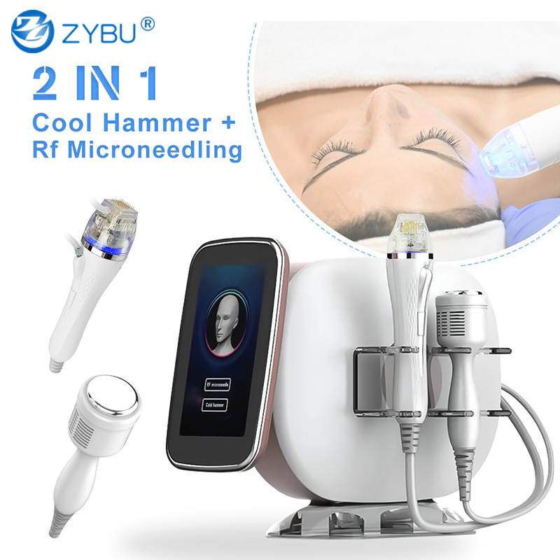 2 in 1 Radio Frequency Cold Hammer Cooling Microneedling Wrinkle Scar Stretch Marks Removal Anti Aging Micro Needling Fractional RF Facial Beauty Ma