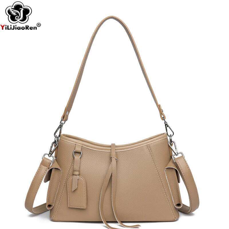 Soft Genuine Leather Crossbody Women Fashion Shoulder Large Capacity Handbag And Purse Ladies Cowhide Messenger Bag