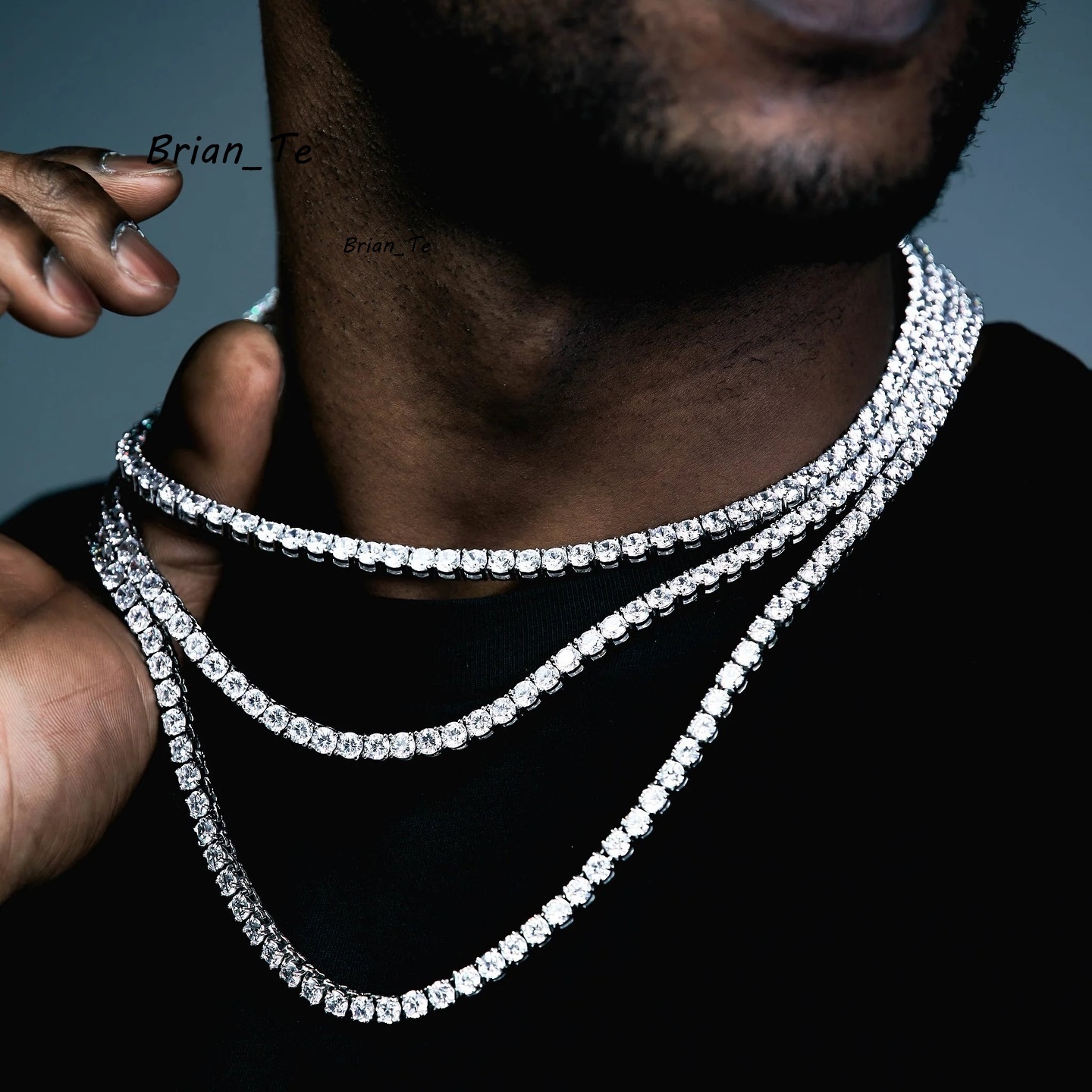 VVS VVS Moisanite Diamond Hip Hop Tennis Chain de tennis Pass Diamond Tester 4mm Moisanite Tennis Chain
