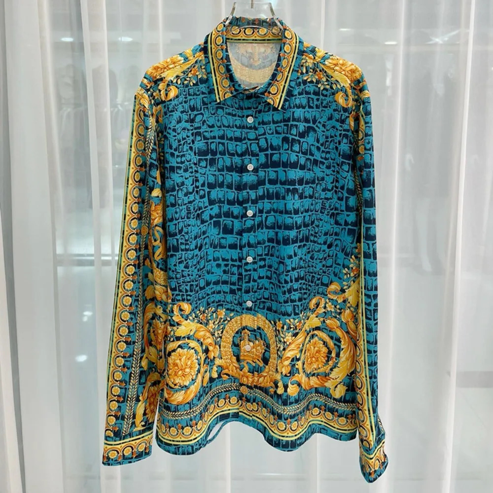 2024 Spring and Automne Fashion Youth Casual Youth Travel Digital Printing Mens Long Manched Shirt 250808