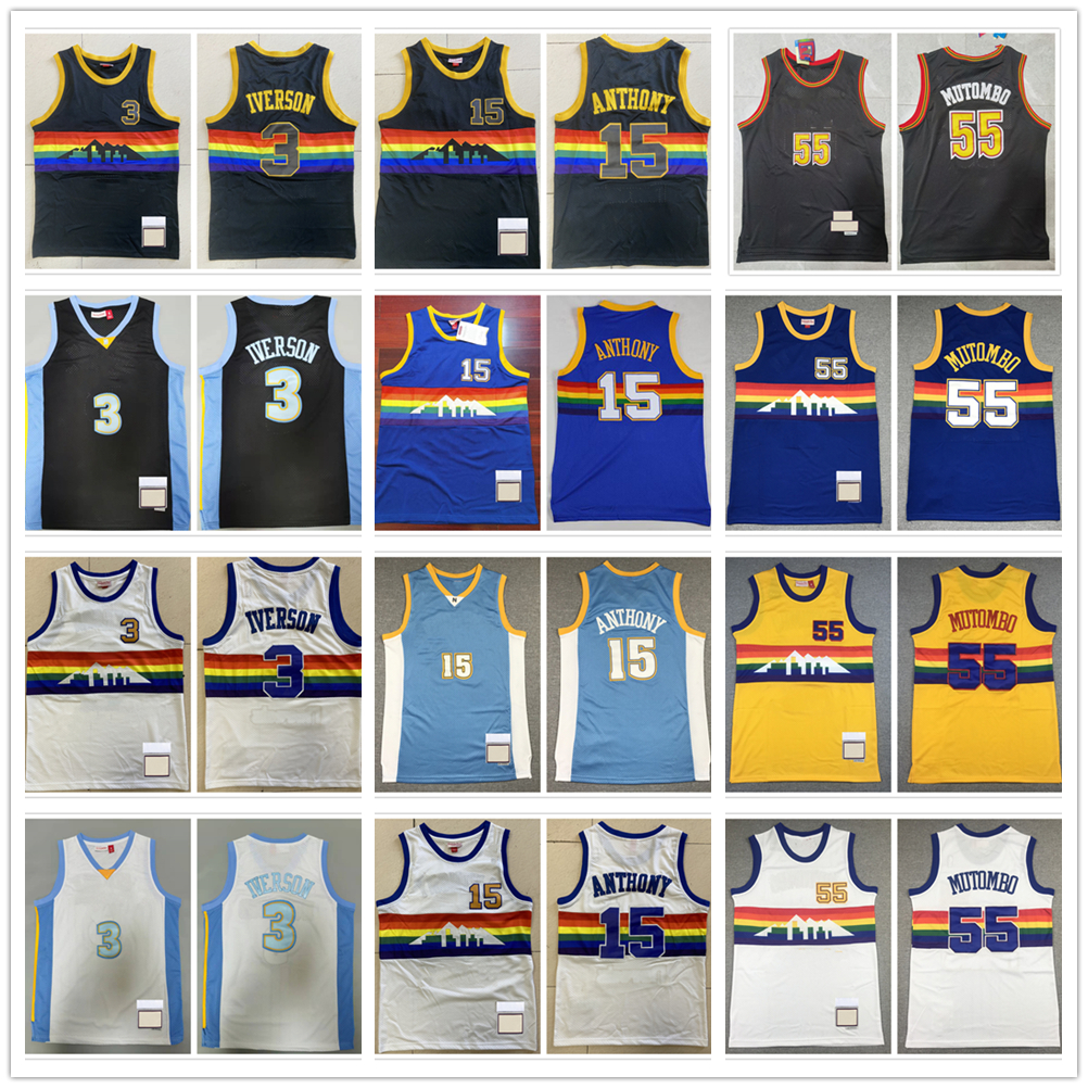 Classic Retro 2006-07 Basketball 3 Allen Iverson Jersey Throwback Stitched Mutombo Anthony Jokic Murray Jerseys Vintage Blue White Black Red Breatha