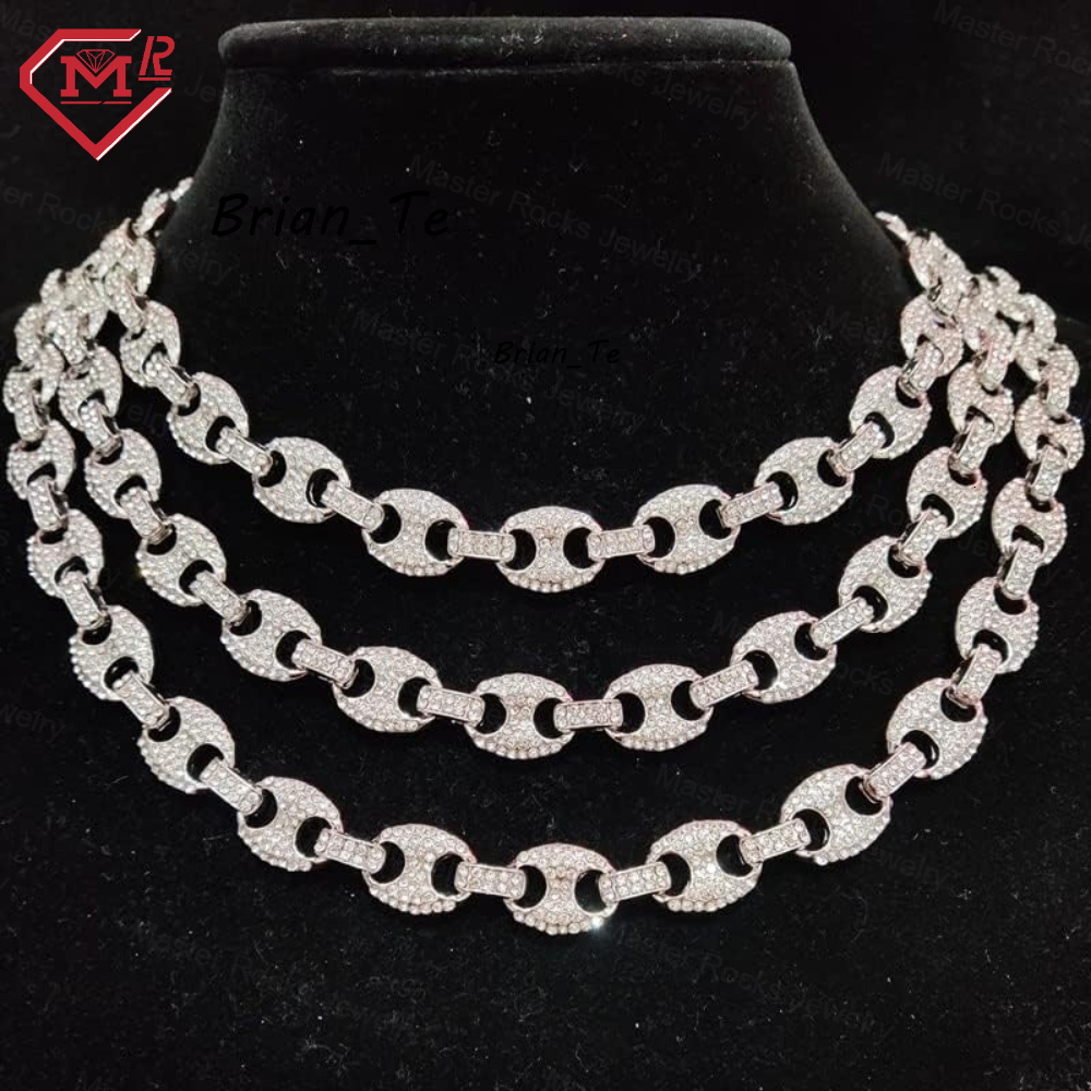 Hiphop Cuban Chain 925 Sterling Silver Baguette Cut Pass Diamond Tester Iced Out VVS Moisanite Cuban Link Chain