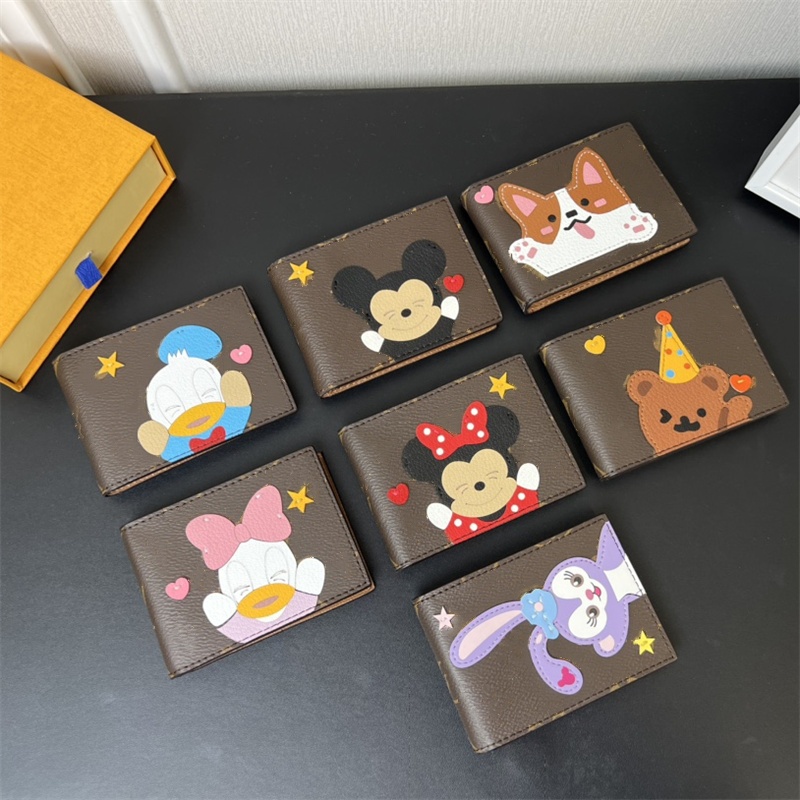 Designer Wallet women luxnuy card holder foldable Classic letter pattern cute rabbit little bear duckling puppy decoration short style multiple c