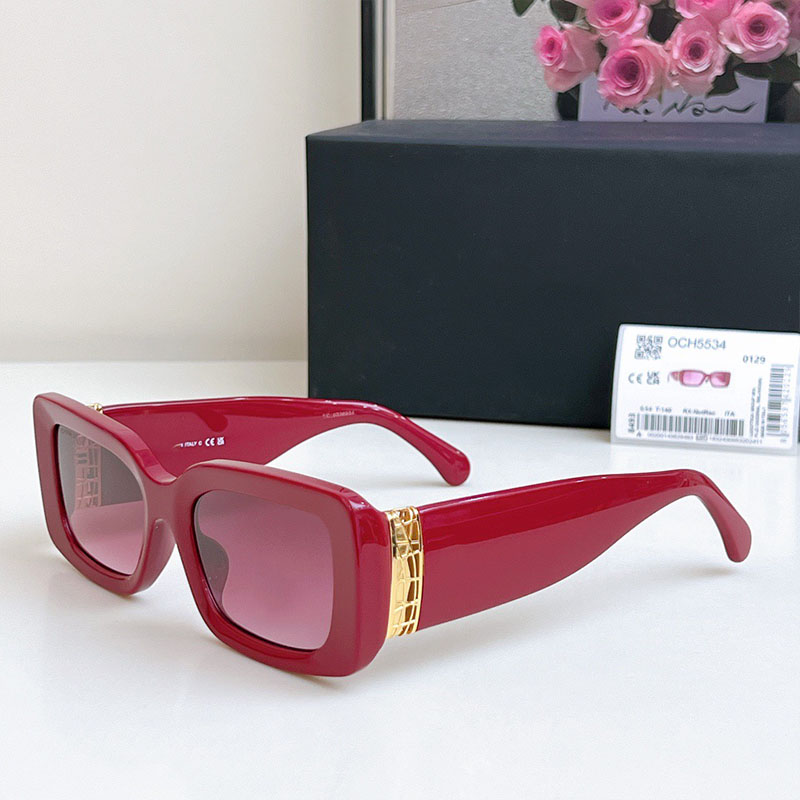 25SS ashion designer sunglasses Men Women Rectangle Sunglasses 5534 Acetate Metal Frame red Lens glasses Elegant Fashion Beach Style UV400