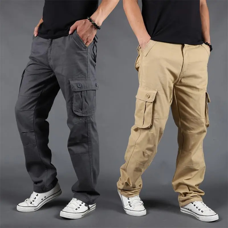 Pantalon pour hommes à grande taille multipockage des salopes lâches d'entraînement sportif en plein air jogging pantalon décontracté lâche et co