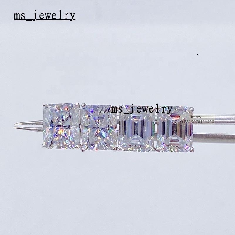 Best Selling Earrings Jewelry Asscher Princess Emerald Radiant Oval Heart Vvs Moissanite 925 Sterling Silver Men Stud Earrings