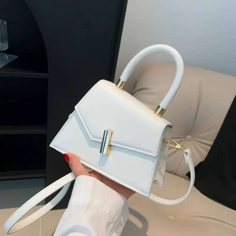 White Fashion Sling Shoulder Bag Trend PU Leather Messenger Handbags Solid Color Leisure Stylish Crossbody Bags for Women Girls