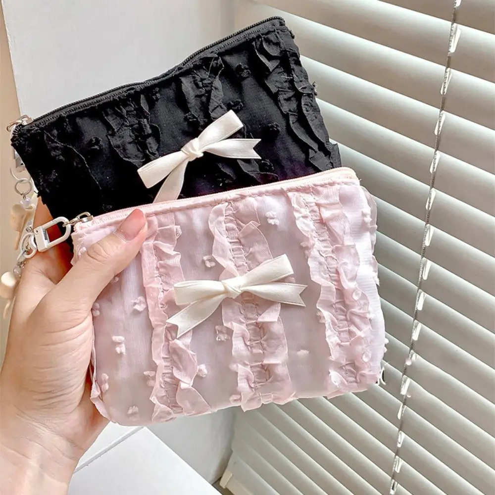Sac de rangement des filles mignons Couleur solide Soft Coin Purse à lèvres Sac casque de grande capacité Sac d'embrayage en dentelle 250818