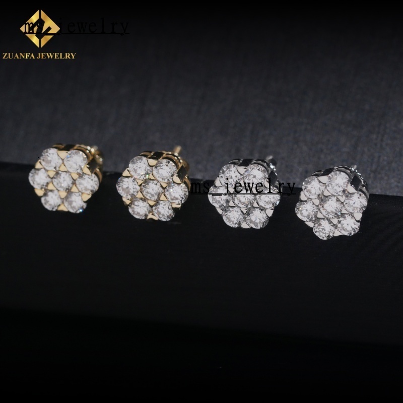 Hot Sale Classic Diamond Earrings for Women Solid Gold Hip Hop Style VVS 6mm 6.5mm 9.5mm 10mm 10.5mm Men Past Diamond Test GRA