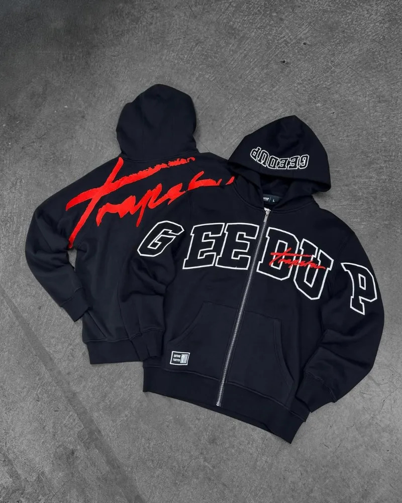 Letter Print Harajuku High Street Trend Oversized Zipper Hoodies Women Y2K Hip Hop Retro Rock Casual Sweatshirt Men 250818