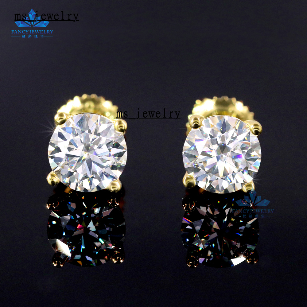 5mm 6.5mm 8mm Classic Mossanite Screw Back Earrings Luxury Jewelry 925 Sterling Silver VVS Moissanite Diamond Stud for Men Women