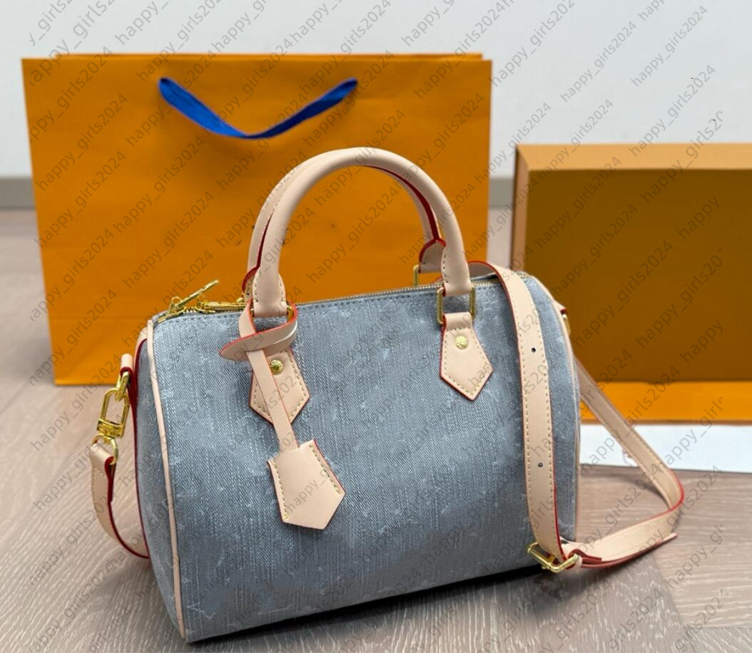 Femmes Luxury Pillow Denim Sac Designer Speedyss Tote Sac Tote Dames Sac de voyage Sac de voyage Purse à bandoulière Sac de messager cross-body S