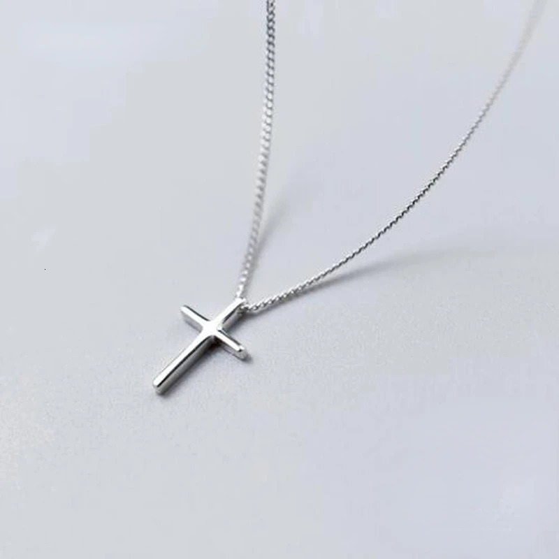 925 Sterling Silver Female Cross Pendants Drop Smooth Pendant Necklace Jewelry For Women Wedding Gift 250811