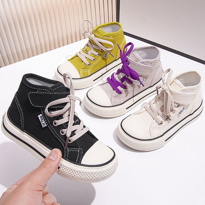 Chaussures en toile pour enfants jaunes verts haut top garçons filles pour tout-petit chaussures décontractées kidworld beige fashion douce non g