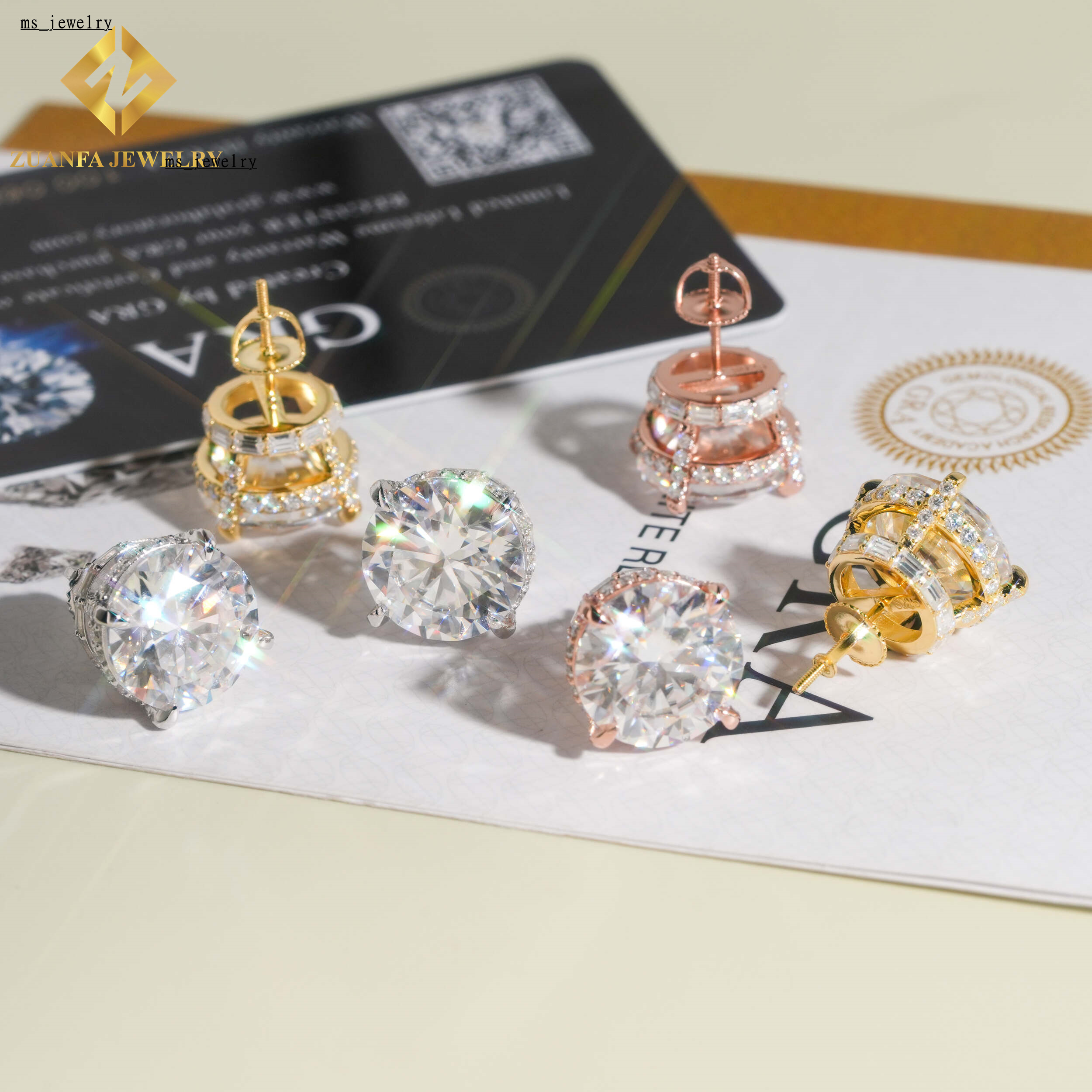 Nouvelle arrivée à grande taille 13 mm 8Ct Round Brilliant Cut Moissanite Stud Oreads 925 Men de mode Hip Hop Silver Hop Boucles d'oreilles