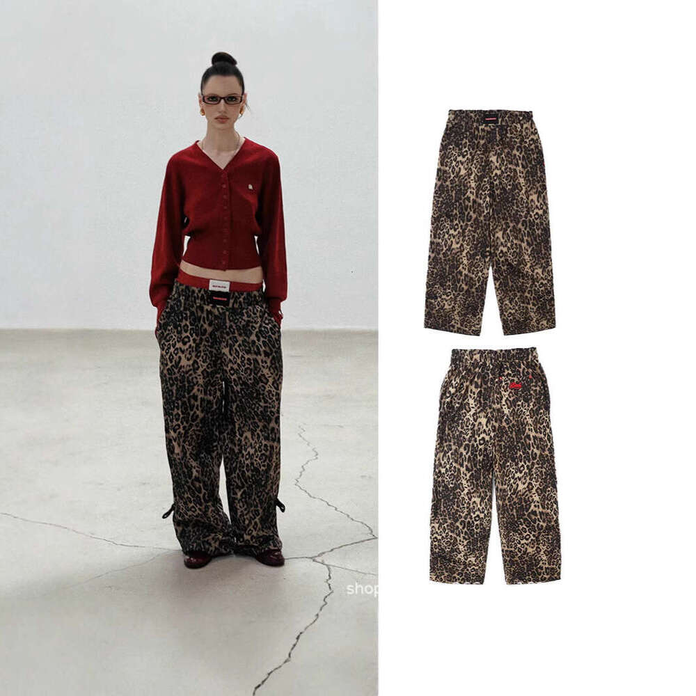 Imprimé léopard Pantalon décontracté lâche en vrac pour femmes brodées chaudes sexy pantalons de survêtement surdimensionnés de style automne B5