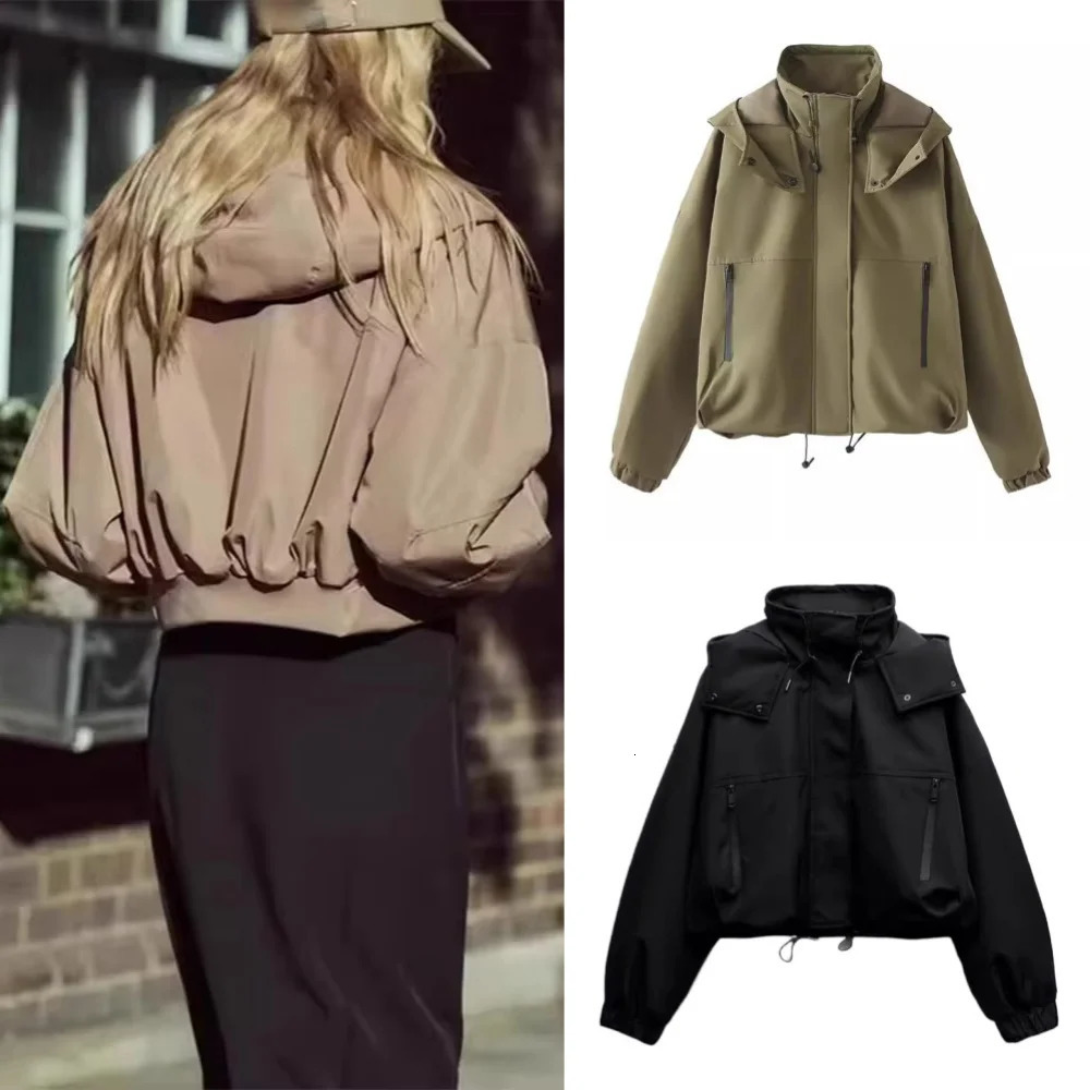 Spring and Autumn Womens Fashion Elegance Fashionable Classic Hooded Short Jacket Coat 250818