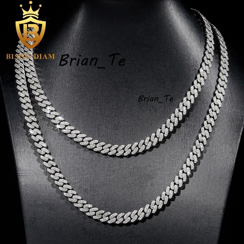 Cheap Price 8mm Classic Moissanite Diamond Cuban Chain Necklace RapperJewelry925 Silver Iced Out Hip Hop Cuban Link Chain