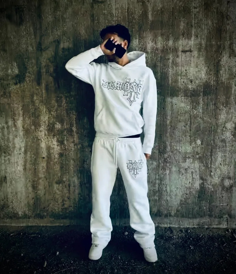 American Y2k Harajuku trend fashion men clothing set vintage streetwear alphabet print oversized couple casual sweatshirt 250818