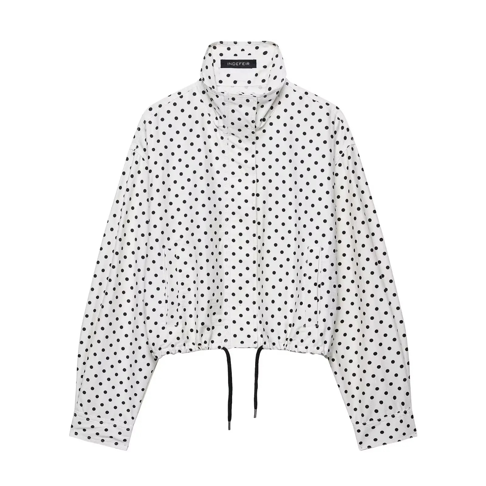 Womens Polka Dot Bubble Yarn Jacket Ladies Women Zipper Long Sleeve Tops Fashion Versatile 250818