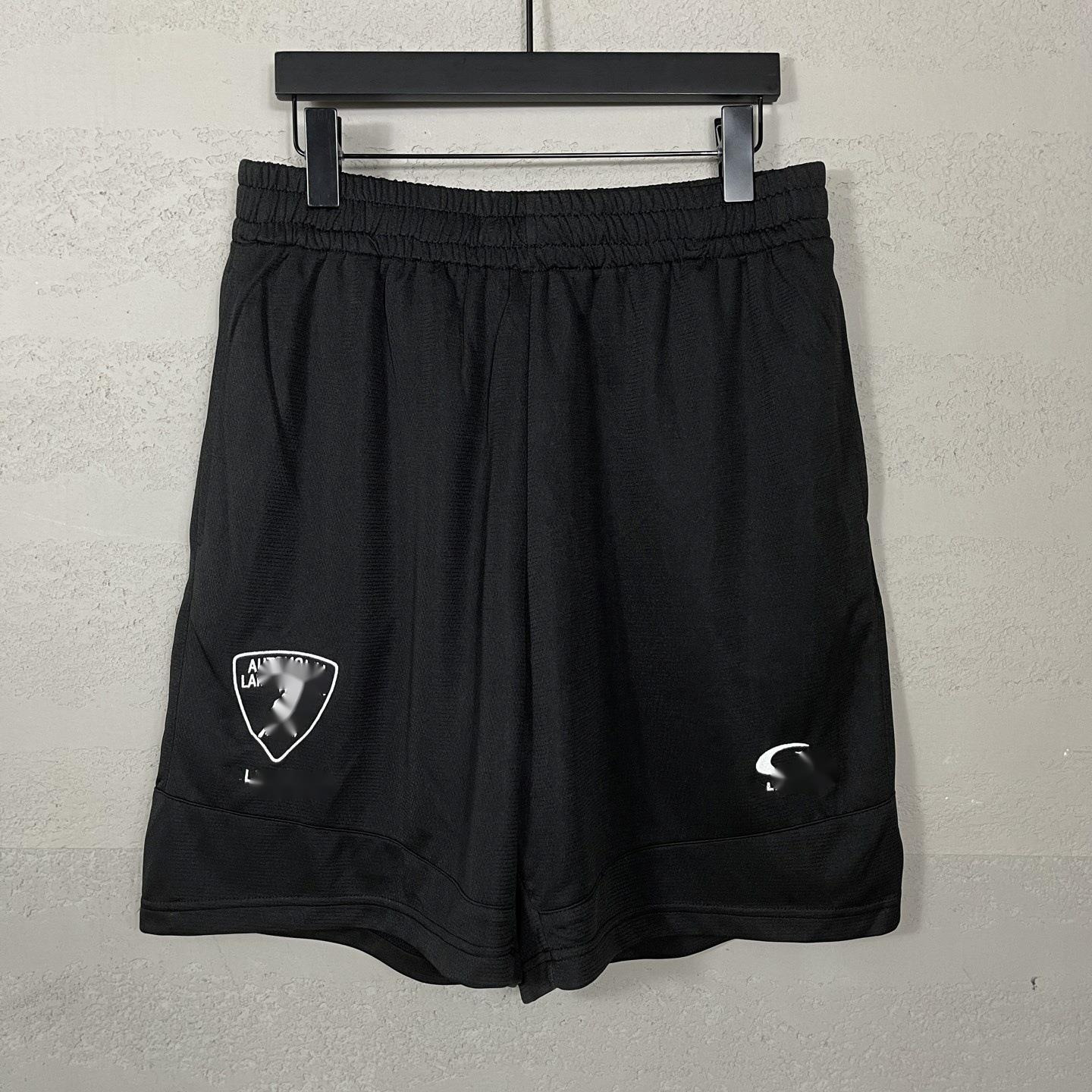 High Version Paris 2025 New Collaboration Embroidered Double Layer Mesh Patchwork Drawstring Shorts Loose Five-Point Shorts