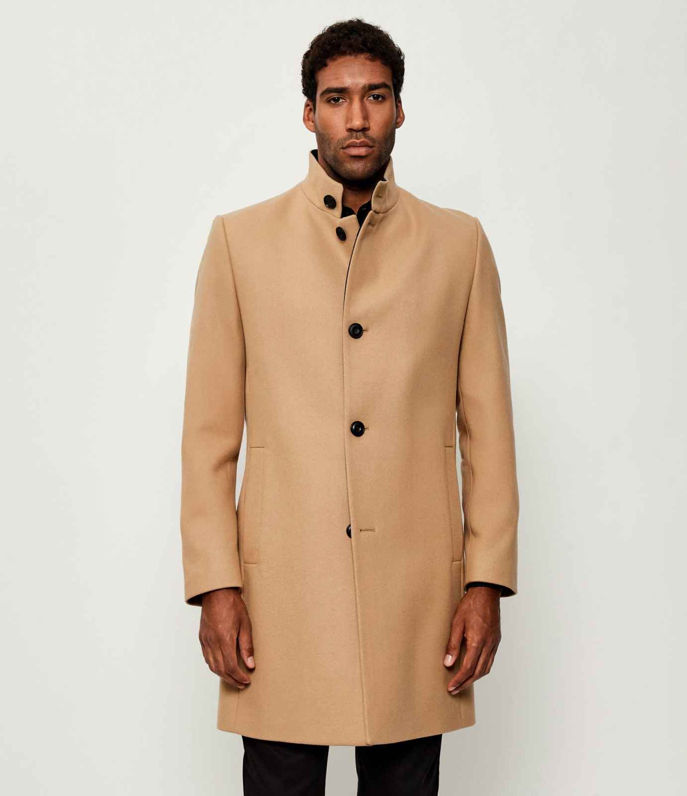 Vintage Winter Men's Long Overcoat Stand Collar Jacket Slim Fit Single Breasted Formal Occasion Business Party Outdoor Wear Coat