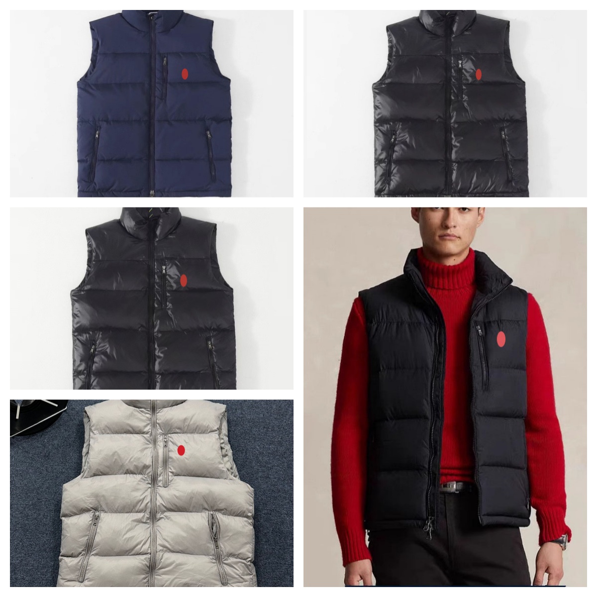 Designer Horse Broderie Zipper Vest veste sans manche Mens White Duck Down Veste matelassée Veste de travail en coton Puffer Vest Designer Mens G