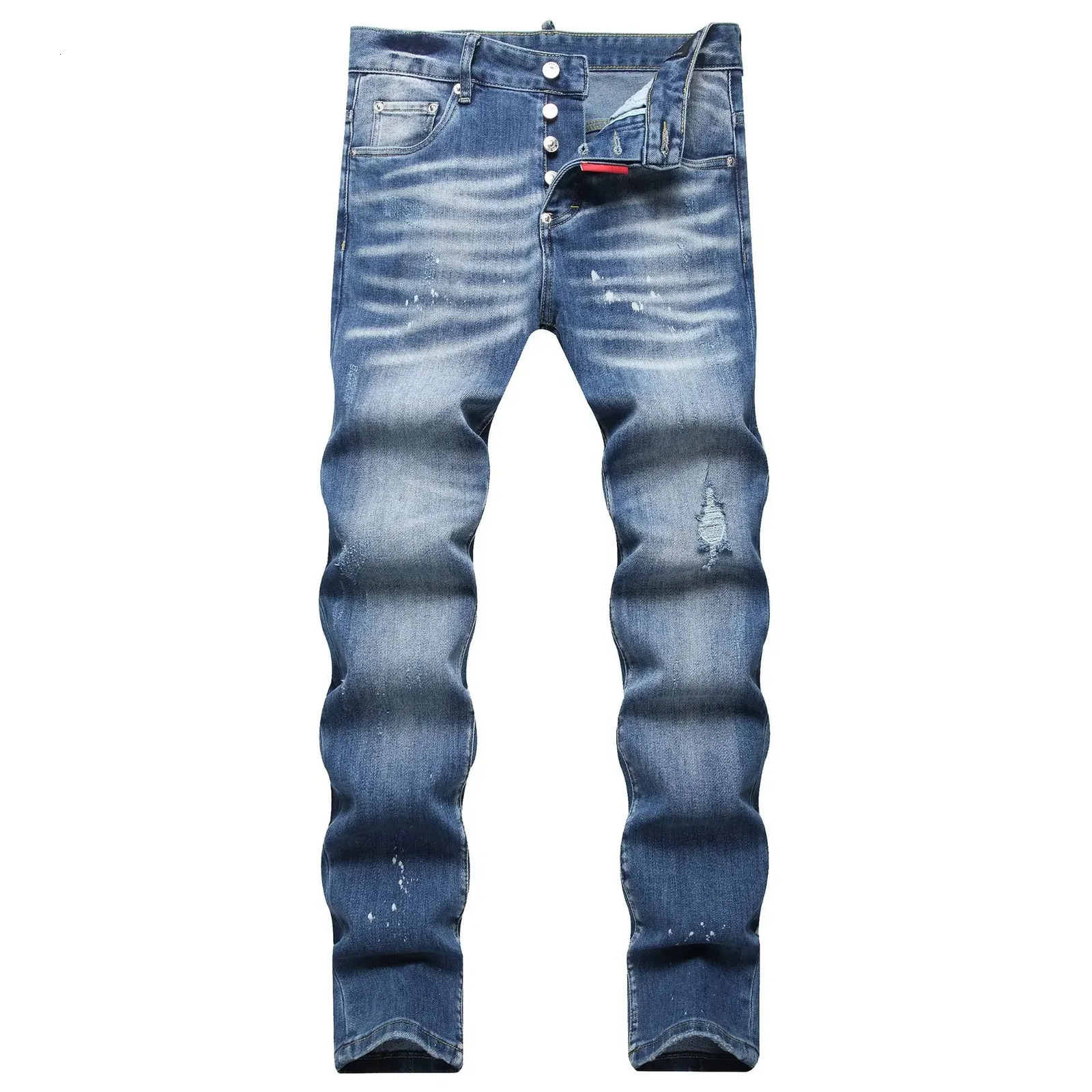 2025 Mens Ripped Jeans Light Blue Holes Long Trousers Quality Male Fashion Stretch Slim Pants Men Skinny Jeans250819