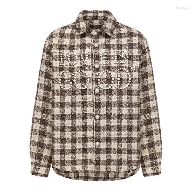 Men's Hoodies 2025 Arrival Goodbrand Jacket American High Street Pearl Fashion Plaid Long Sleeve Shirt LOVE IS GOOD Coat Tops