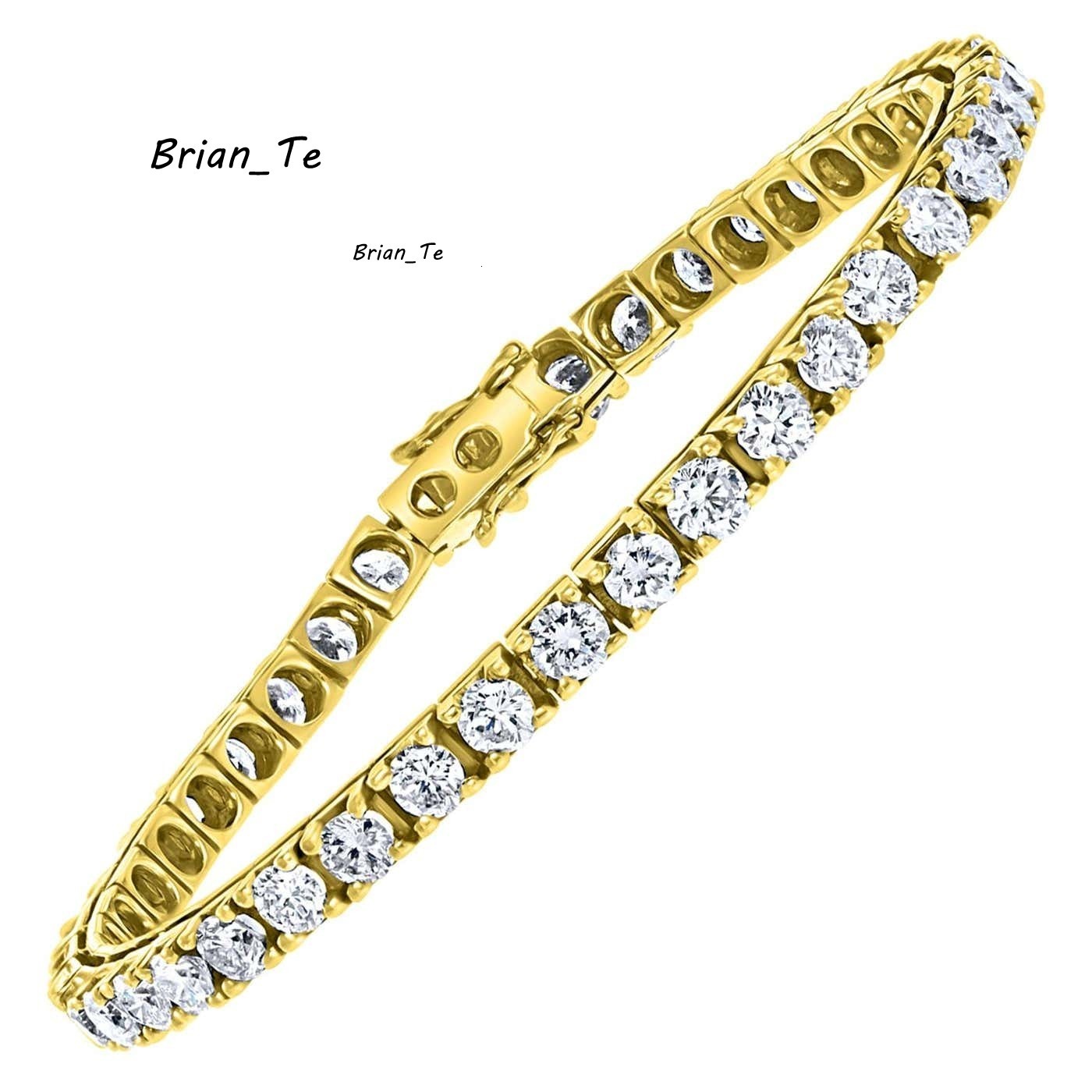 Hiphop Tennis Bracelet 3MM S925 Custom 14K Gold Plated 4 Prong Vvs Iced Out Moissanite Tennis Bracelet