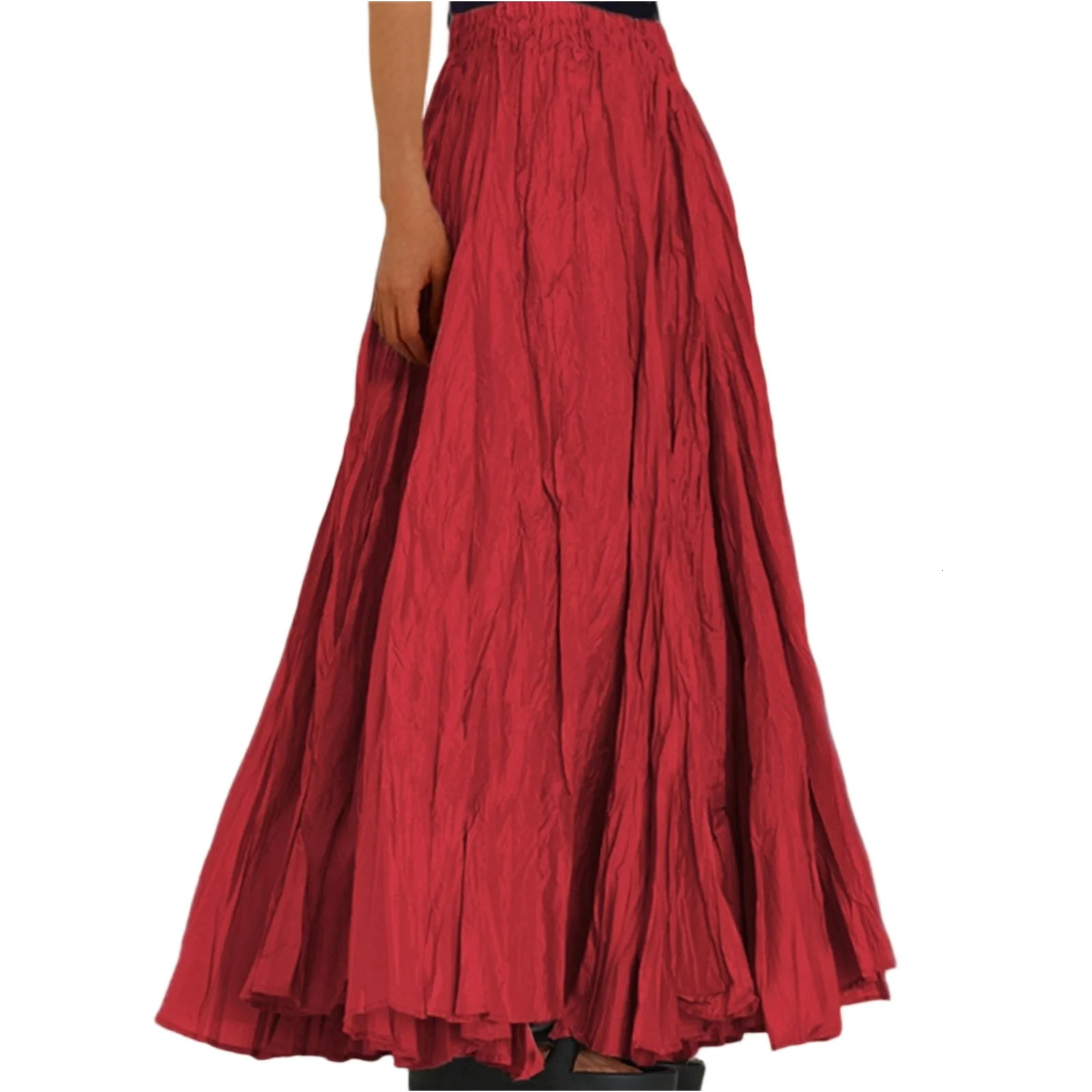 Jupe gradient plissée décontractée pour femmes Aline grandes jupes de longueur de sol swing pour les femmes à la mode d'été 250818