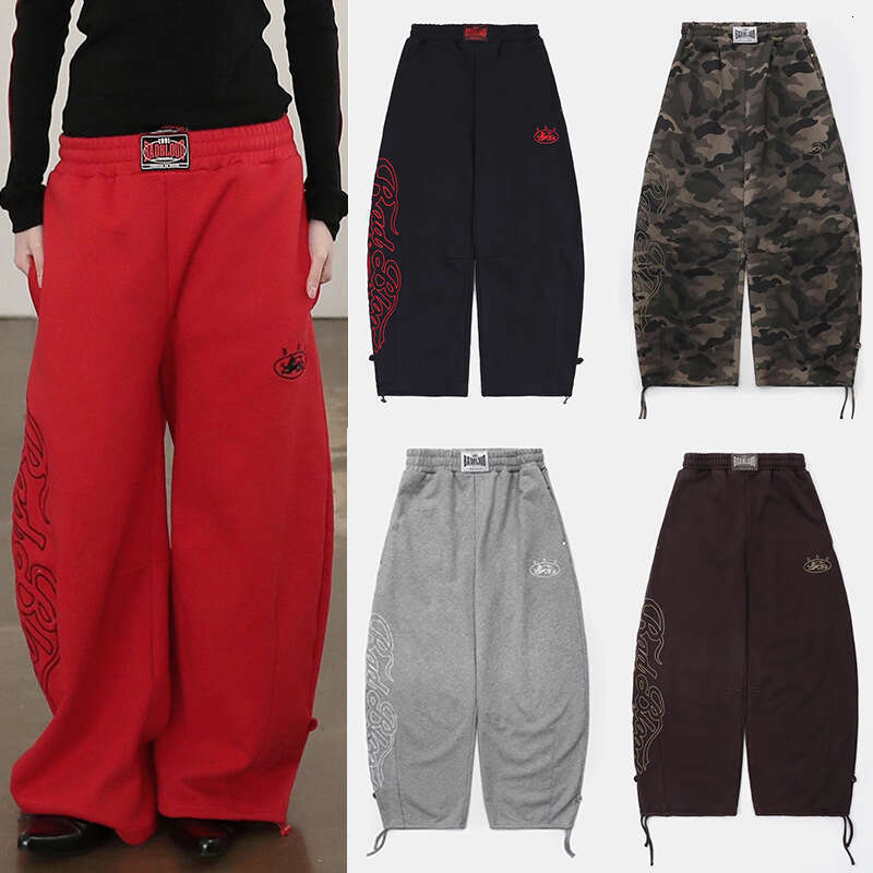 Camouflage américain brodé Scimital décontracté unisexe pantalon de longueur de plancher lâche danse largeur à jambes larges b5