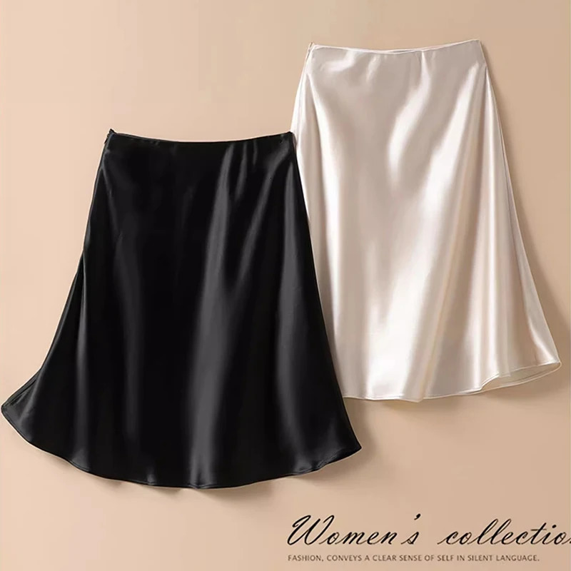 Femmes hautes taille vogue acétate jupes féminines robes de soirée élégantes filles mode noir champagne mini une ligne tailles 250818