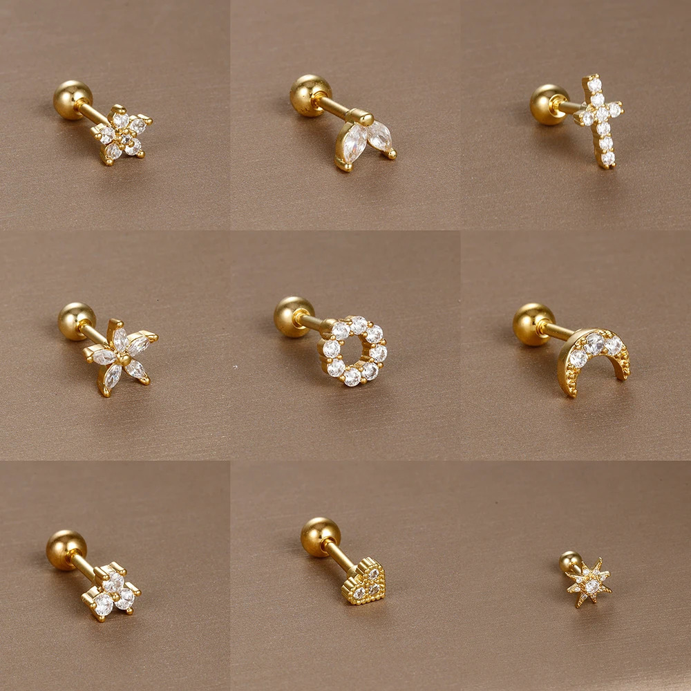 1PC 316L Stainless Steel Mini Zircon Cartilage Piercing Stud Earring For Women Girl Helix Tragus Body Jewelry Statement 250811